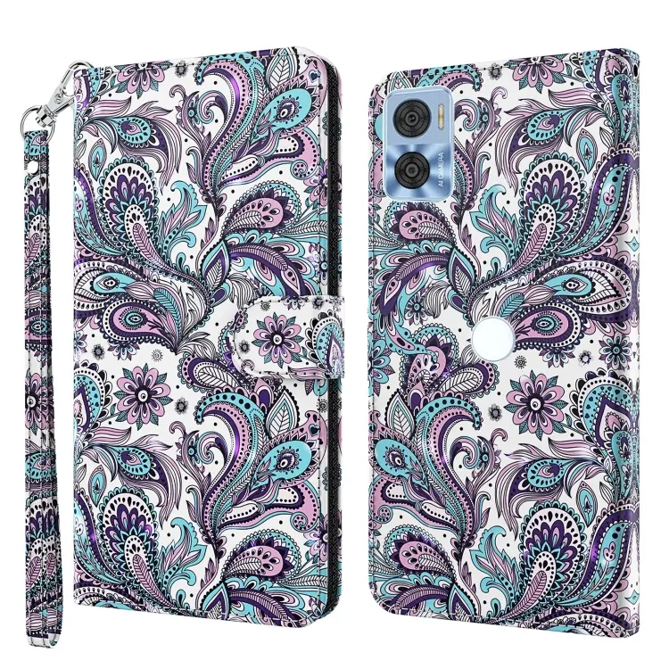 For Motorola Moto E22 / Moto E22i 3D Painting Pattern TPU + PU Phone Case(Swirl Pattern)