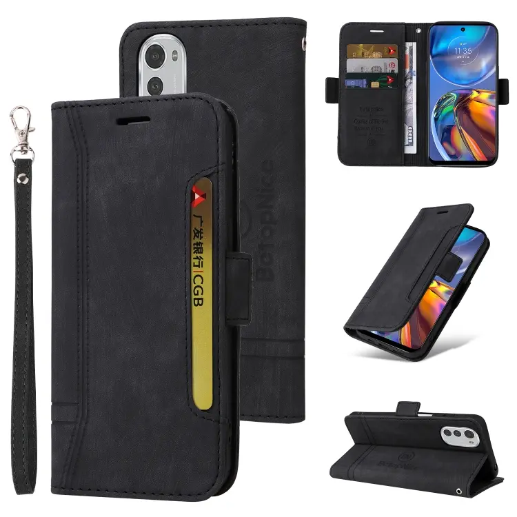 For Motorola Moto E32 BETOPNICE Dual-side Buckle Leather Phone Case(Black)