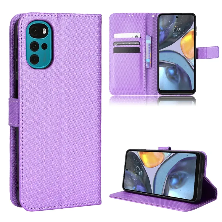For Motorola Moto E32s / G22 Diamond Texture Leather Phone Case(Purple)