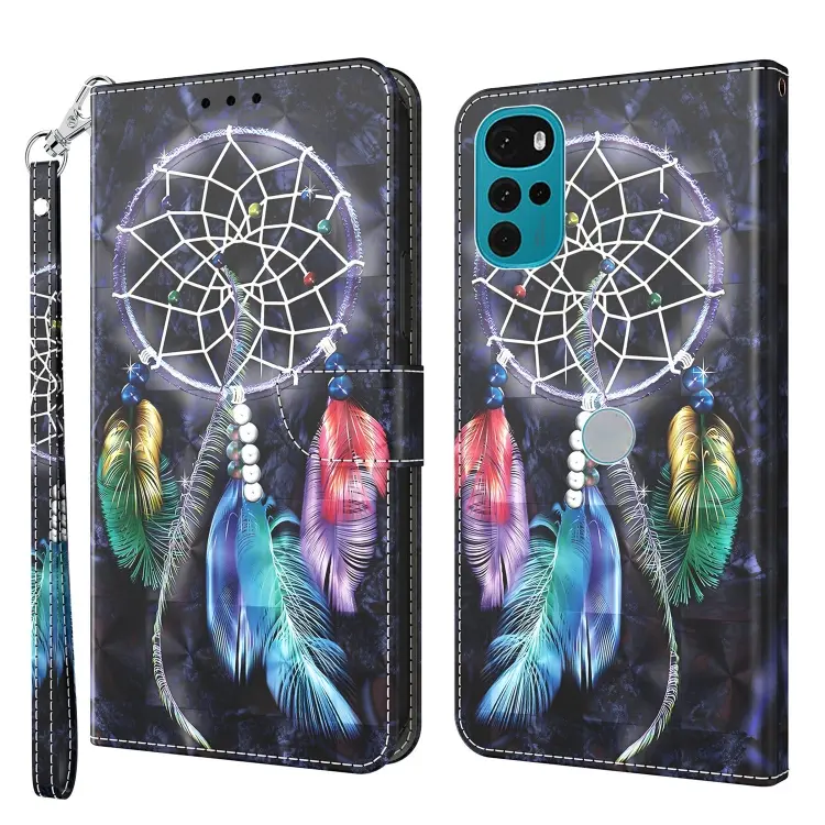 For Motorola Moto G22 3D Painted Leather Phone Case(Colorful Dreamcatcher)
