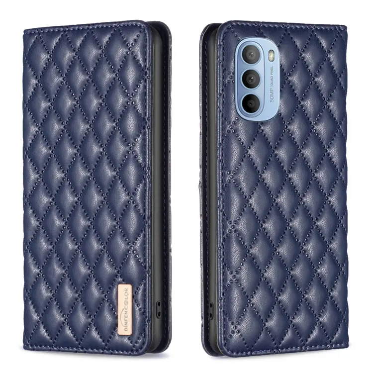 For Motorola Moto G31 / G41 Diamond Lattice Magnetic Leather Flip Phone Case(Blue)