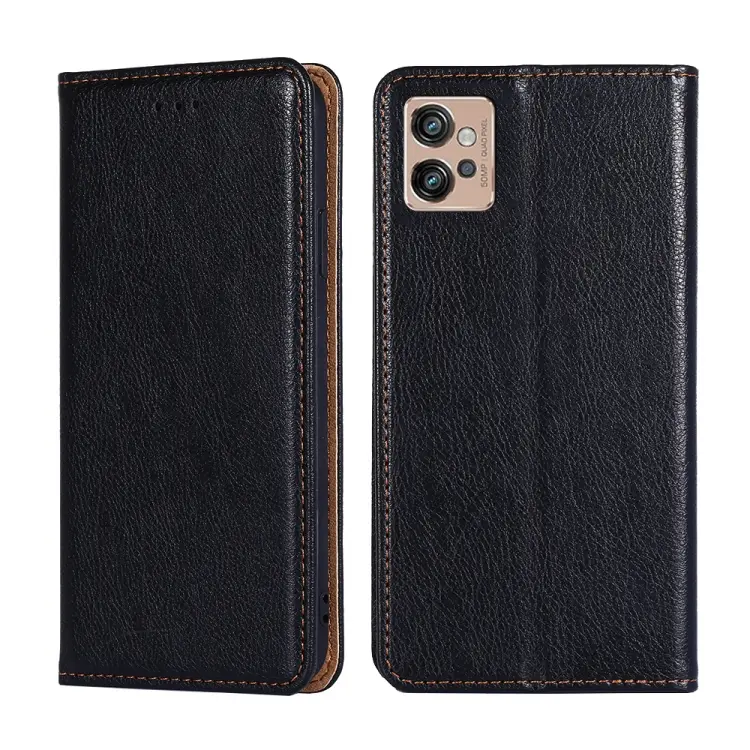 For Motorola Moto G32 4G Gloss Oil Solid Color Magnetic Leather Phone Case(Black)