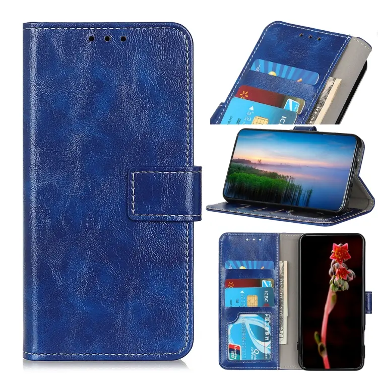 For Motorola Moto G32 4G Retro Crazy Horse Texture Horizontal Flip Leather Phone Case(Blue)