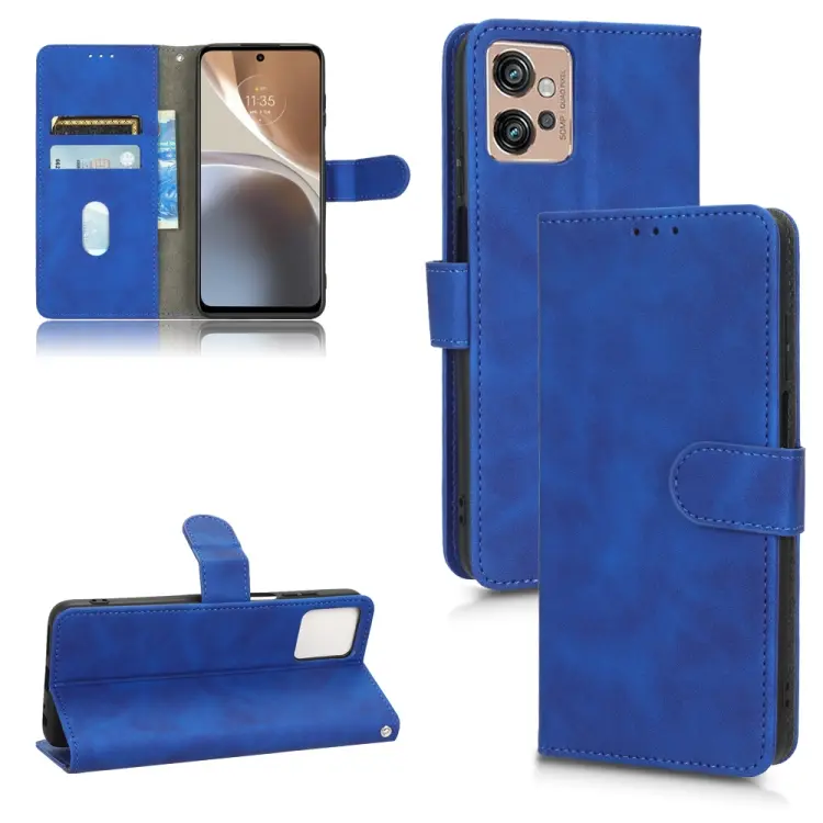 For Motorola Moto G32 Skin Feel Magnetic Flip Leather Phone Case(Blue)