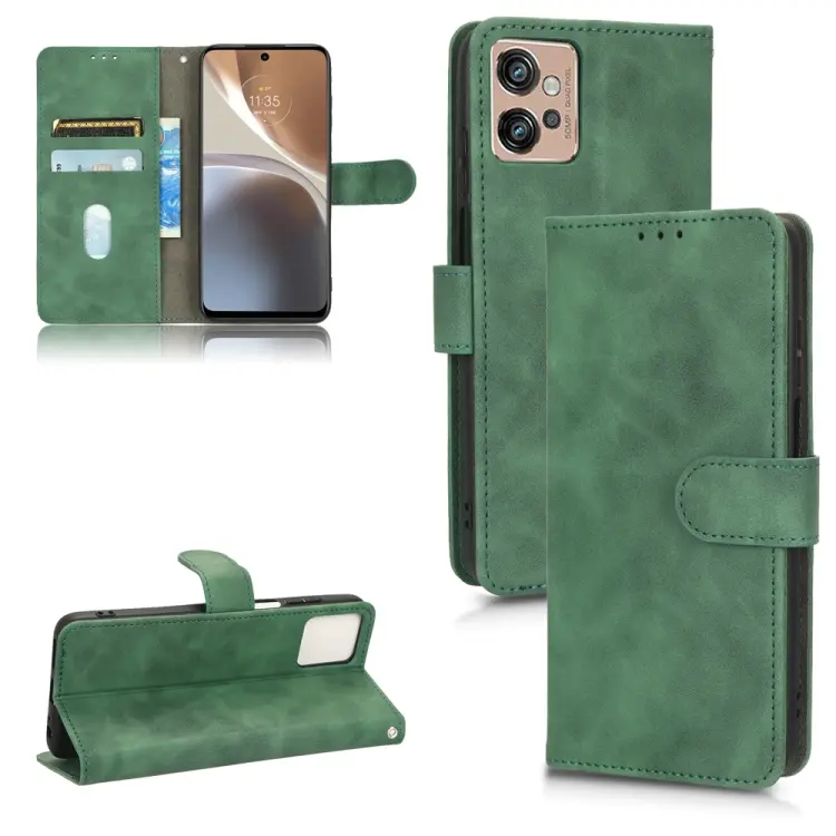 For Motorola Moto G32 Skin Feel Magnetic Flip Leather Phone Case(Green)