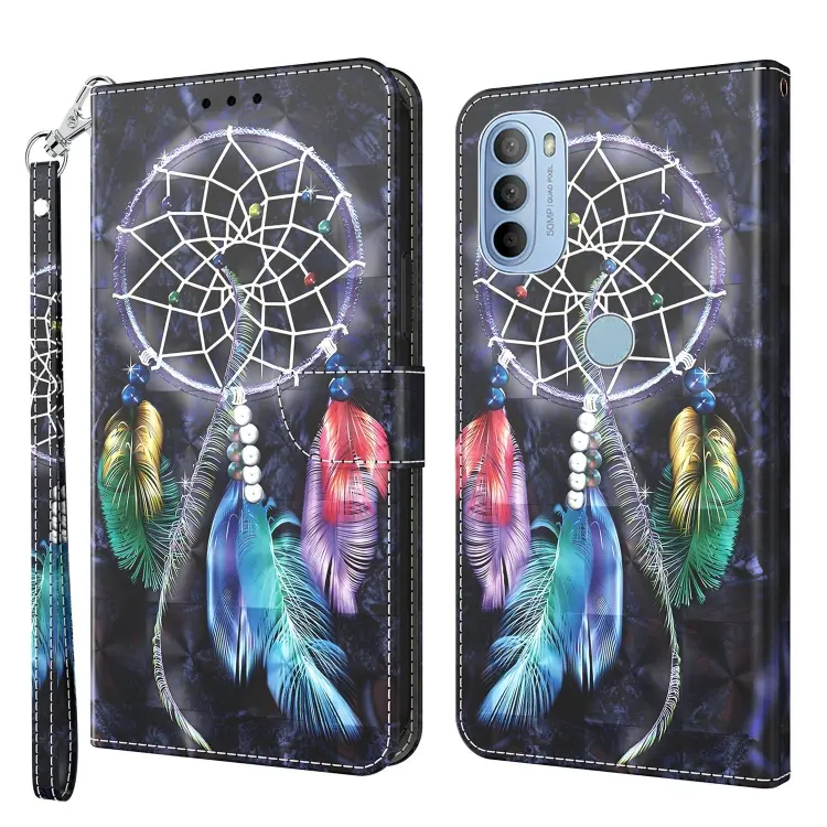 For Motorola Moto G41 / G31 3D Painted Leather Phone Case(Colorful Dreamcatcher)