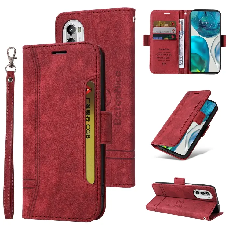 For Motorola Moto G52 / G82 BETOPNICE Dual-side Buckle Leather Phone Case(Red)