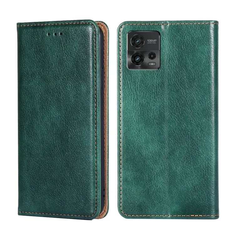 For Motorola Moto G72 4G Gloss Oil Solid Color Magnetic Leather Phone Case(Green)