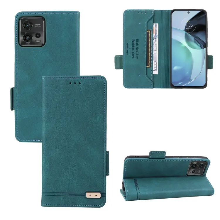 For Motorola Moto G72 4G Magnetic Clasp Flip Leather Phone Case(Green)
