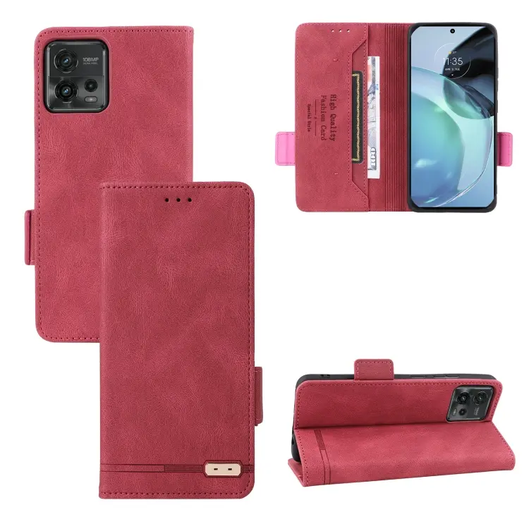 For Motorola Moto G72 4G Magnetic Clasp Flip Leather Phone Case(Red)