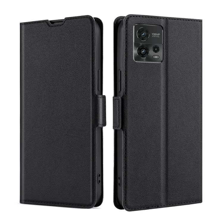 For Motorola Moto G72 4G Ultra-thin Voltage Side Buckle Horizontal Flip Leather Phone Case(Black)