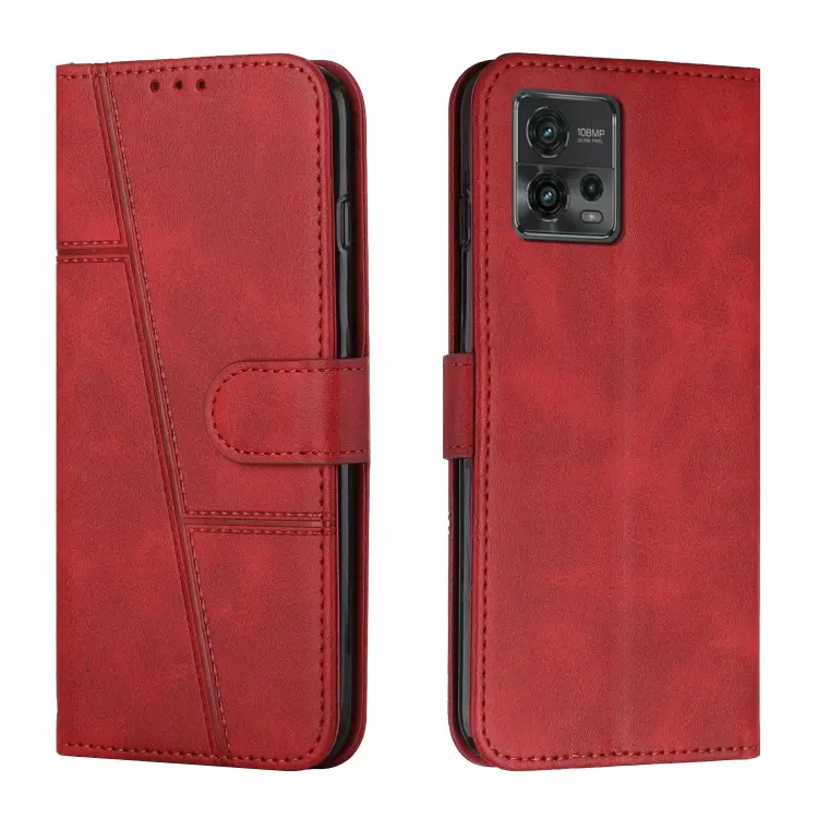 For Motorola Moto G72 Stitching Calf Texture Buckle Leather Phone Case(Red)