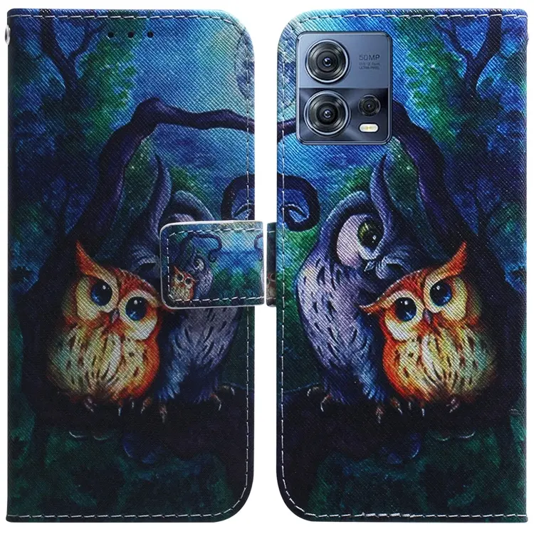 For Motorola Moto S30 Pro 5G / Edge 30 Fusion Coloured Drawing Leather Phone Case(Oil Painting Owl)