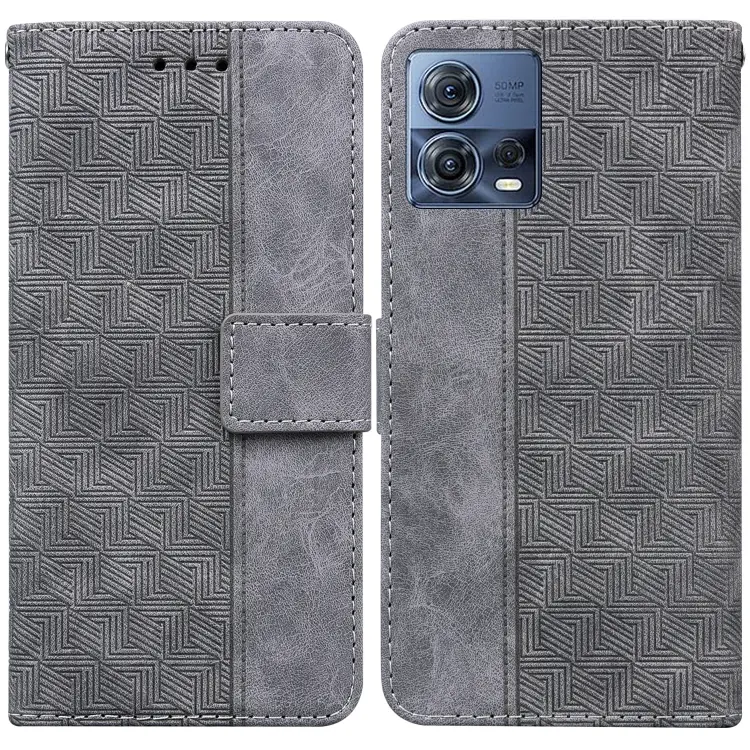 For Motorola Moto S30 Pro 5G / Edge 30 Fusion Geometric Embossed Flip Leather Phone Case(Grey)