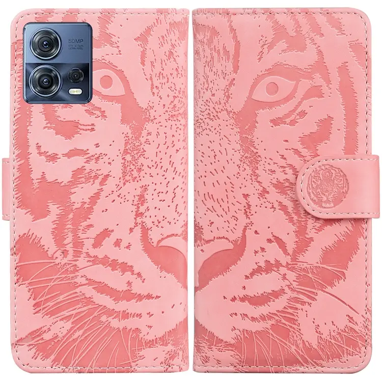 For Motorola Moto S30 Pro 5G / Edge 30 Fusion Tiger Embossing Pattern Flip Leather Phone Case(Pink)
