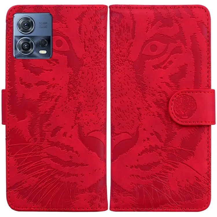 For Motorola Moto S30 Pro 5G / Edge 30 Fusion Tiger Embossing Pattern Flip Leather Phone Case(Red)
