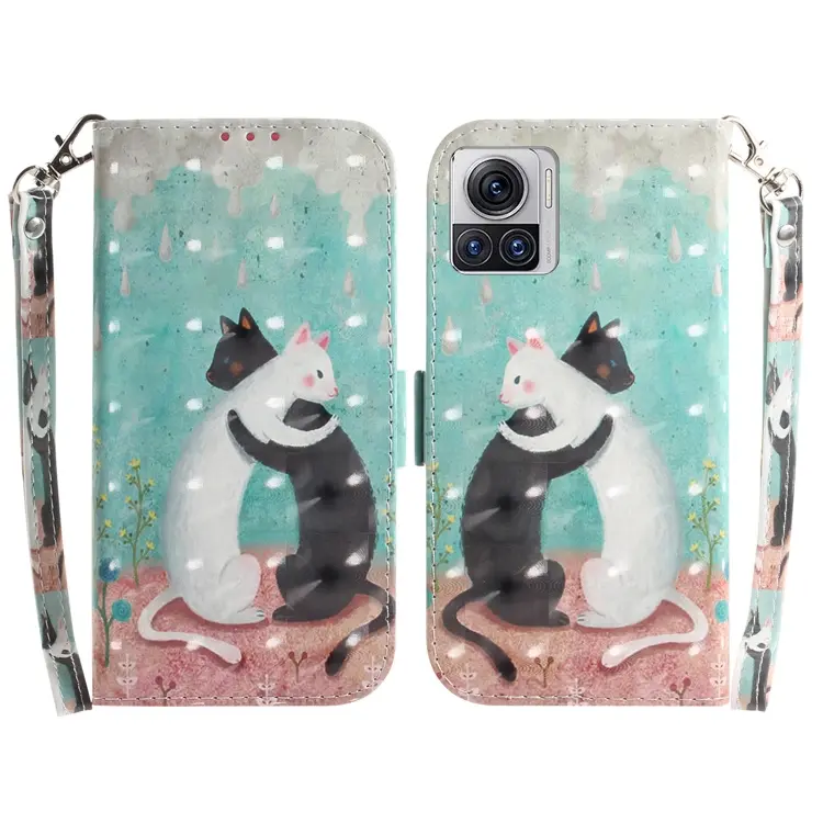 For Motorola Moto X30 Pro 5G / Edge 30 Ultra 5G 3D Colored Horizontal Flip Leather Phone Case(Black White Cat)