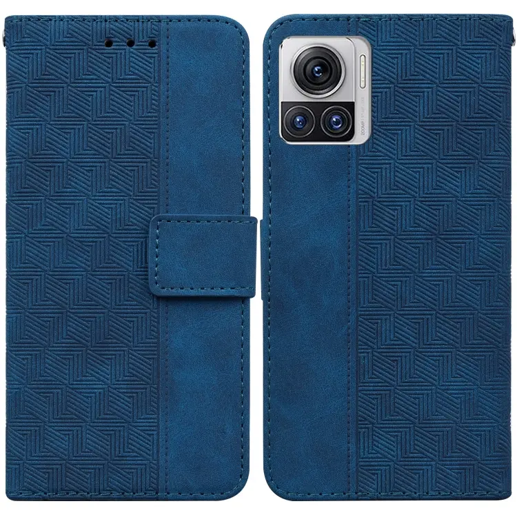 For Motorola Moto X30 Pro 5G / Edge 30 Ultra Geometric Embossed Flip Leather Phone Case(Blue)