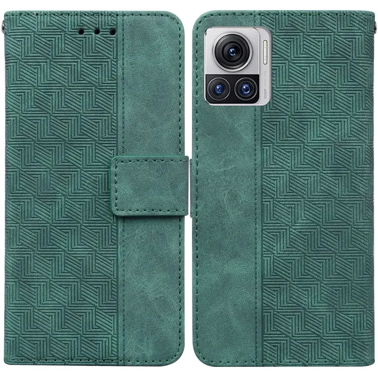 For Motorola Moto X30 Pro 5G / Edge 30 Ultra Geometric Embossed Flip Leather Phone Case(Green)