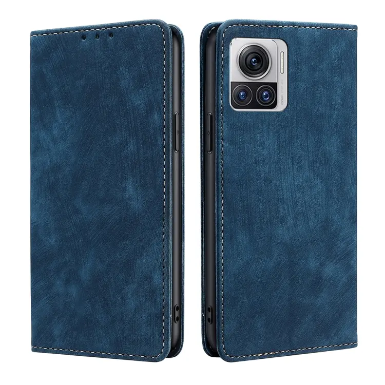 For Motorola Moto X30 Pro 5G / Edge 30 Ultra RFID Anti-theft Brush Magnetic Leather Phone Case(Blue)