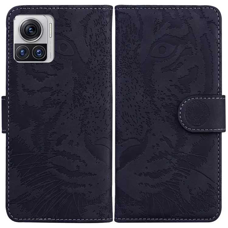 For Motorola Moto X30 Pro 5G / Edge 30 Ultra Tiger Embossing Pattern Flip Leather Phone Case(Black)