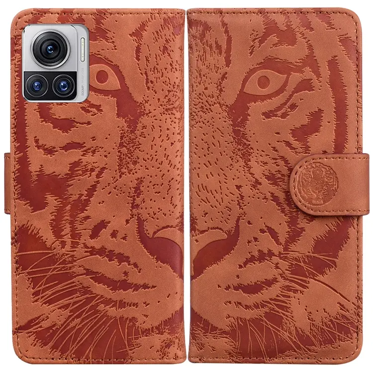 For Motorola Moto X30 Pro 5G / Edge 30 Ultra Tiger Embossing Pattern Flip Leather Phone Case(Brown)