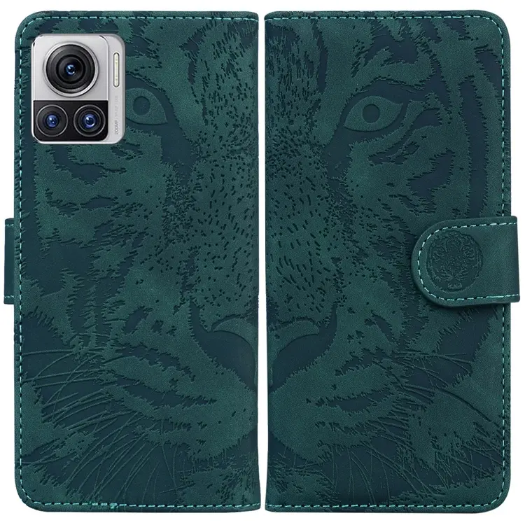For Motorola Moto X30 Pro 5G / Edge 30 Ultra Tiger Embossing Pattern Flip Leather Phone Case(Green)