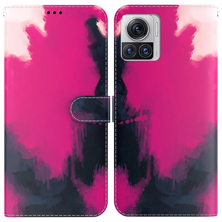 For Motorola Moto X30 Pro 5G / Edge 30 Ultra Watercolor Pattern Flip Leather Phone Case(Berry Color)