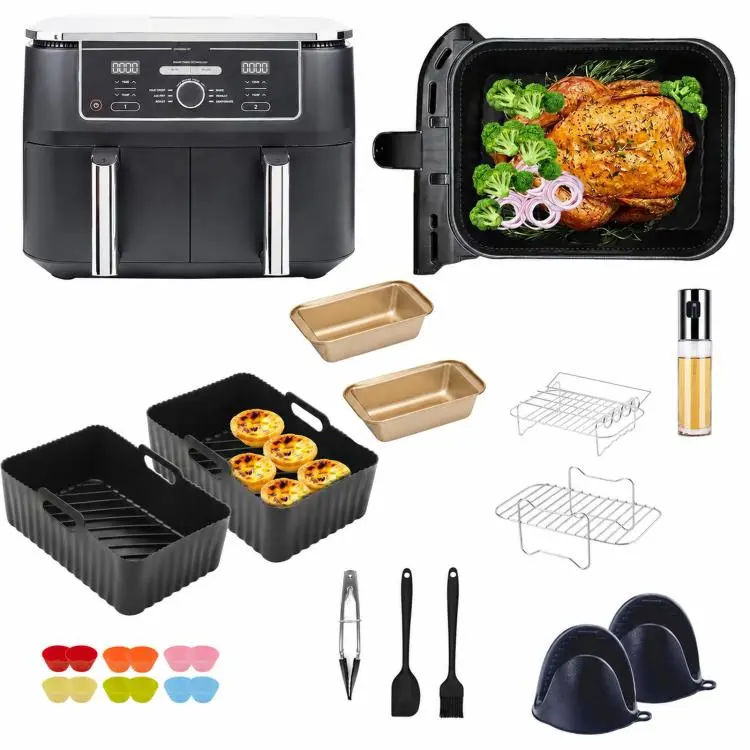 For Ninja AF300 - Dual Zone Set Baking Kit With Silicone Liner Grill Rack Cake Pan