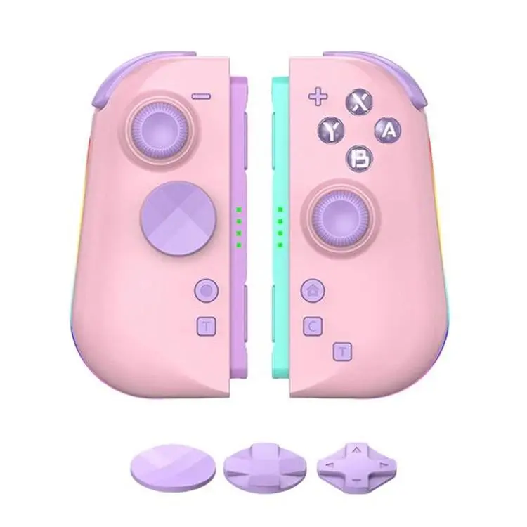 For Nintendo Switch 2 Left + Right Magnetic Controllers 9-Axis RGB Motion-Sensing Hall-Effect Joystick With Bluetooth 5.4 Wake-Up and Burst Fire Functionality(Pink)