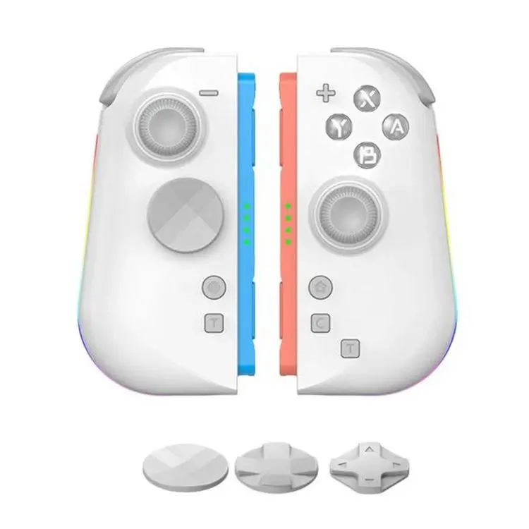 For Nintendo Switch 2 Left + Right Magnetic Controllers 9-Axis RGB Motion-Sensing Hall-Effect Joystick With Bluetooth 5.4 Wake-Up and Burst Fire Functionality(White)