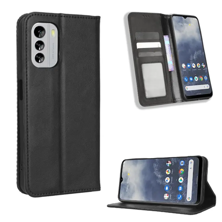 For Nokia G60 5G Magnetic Buckle Retro Texture Leather Phone Case(Black)