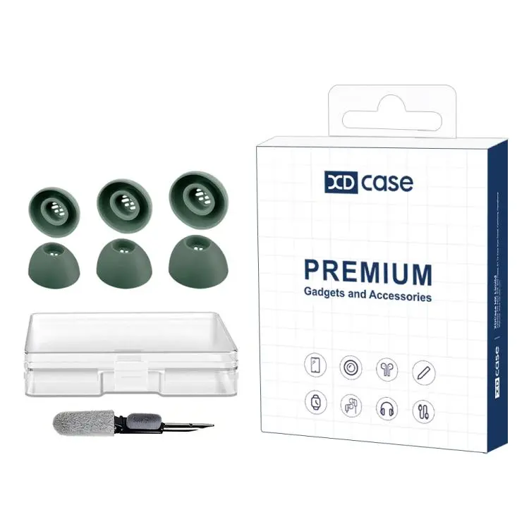 For OnePlus Buds Pro 3 / Pro 2 XDcase 3 Pairs Replacement Silicone Ear Tips Kit, S/M/L Size, Cleaning Brush Color Random(Dark Green)