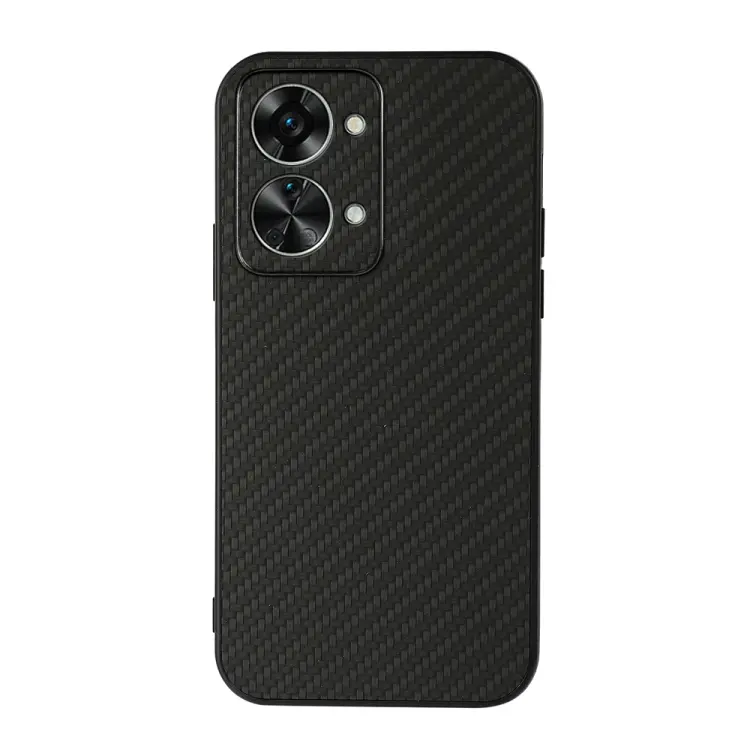 For OnePlus Nord 2T Accurate Hole Carbon Fiber Texture PU Phone Case(Black)