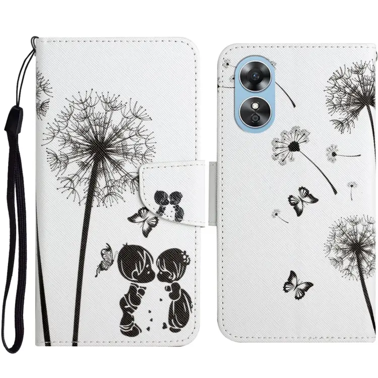 For OPPO A17 Colored Drawing Pattern Leather Phone Case(Dandelion)