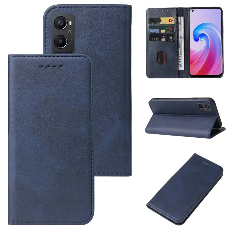 For OPPO A96 4G / A36 4G / A76 4G / K10 4G / Realme 9i Magnetic Closure Leather Phone Case(Blue)