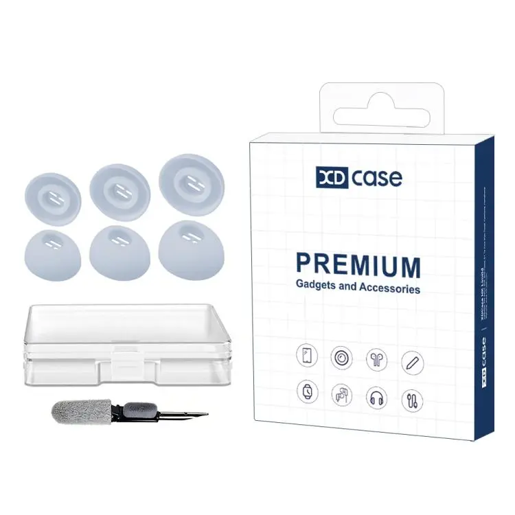 For OPPO Enco Free4 / Free3 XDcase 3 Pairs Replacement Silicone Ear Tips Kit, S/M/L Size, Cleaning Brush Color Random(Blue Grey)