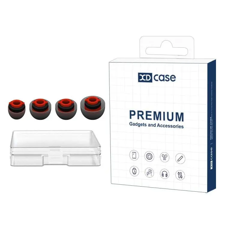 For Plantronics Voyager 5200 5220 5210 / Legend Series XDcase 4pcs  / Set Replacement Silicone Ear Tips Kit, S/M/M/L Size(Black Red)