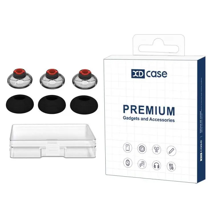 For Plantronics Voyager 5200 5220 5210 / Legend Series XDcase 6pcs / Set Replacement TPU Ear Tips & Sponge Kit, L Size(Transparent Black)