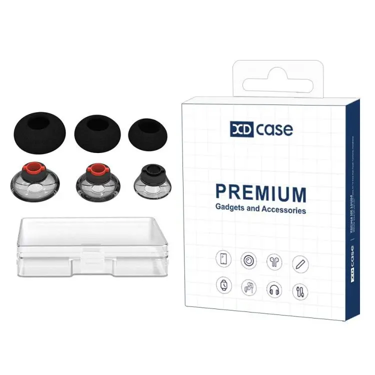 For Plantronics Voyager 5200 5220 5210 / Legend Series XDcase 6pcs / Set Replacement TPU Ear Tips & Sponge Kit, S/M/L Size(Transparent Black)