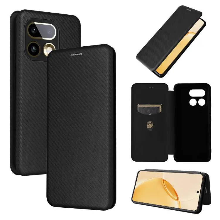 For Realme 16 Pro+ 5G Carbon Fiber Texture Flip Leather Phone Case(Black)