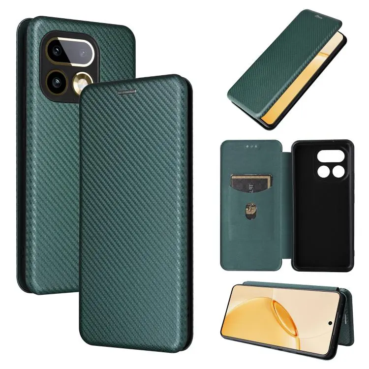 For Realme 16 Pro+ 5G Carbon Fiber Texture Flip Leather Phone Case(Green)
