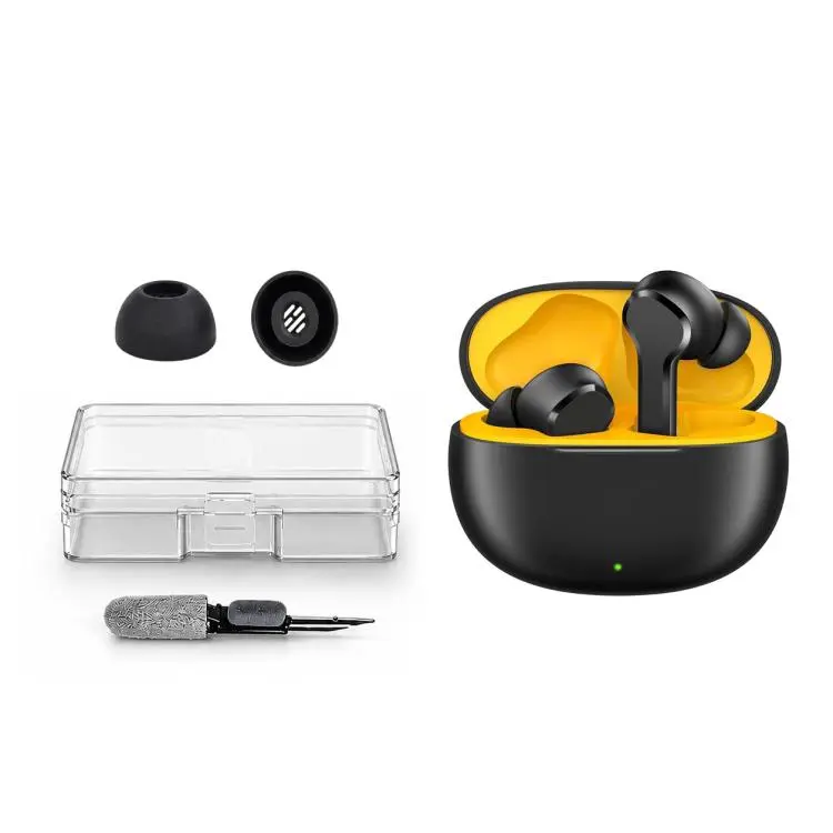 For Realme Buds T100 XDcase 3 Pairs Replacement Silicone Ear Tips Kit, S/M/L Size, Cleaning Brush Color Random(Black)