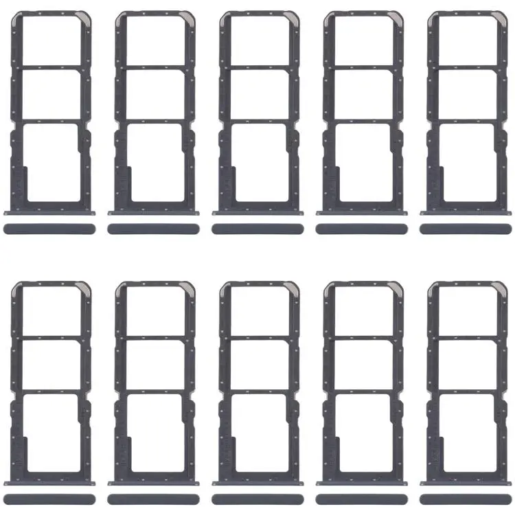 For Realme C30s RMX3690 10pcs SIM Card Tray + SIM Card Tray + Micro SD Card Tray (Black)