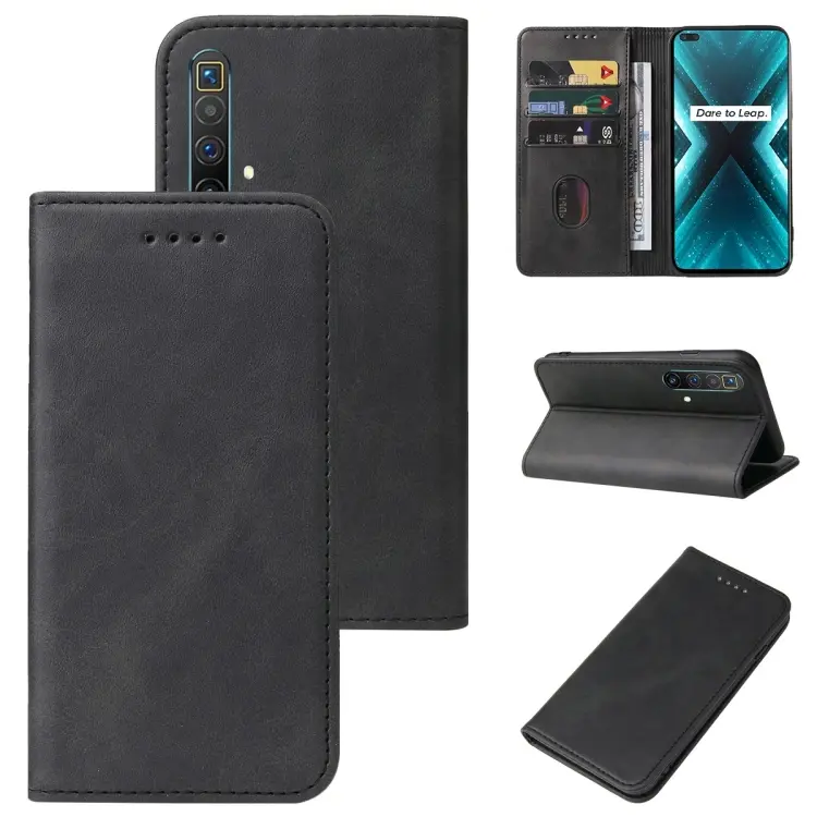 For Realme X3 SuperZoom Magnetic Closure Leather Phone Case(Black)