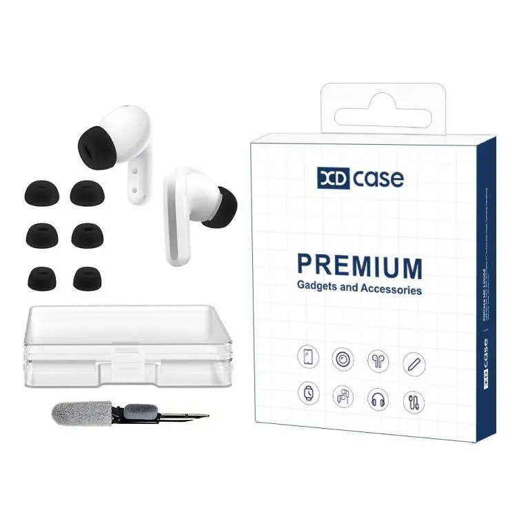 For Redmi Buds 6 Pro / 5 Pro / 5 XDcase 3 Pairs Replacement Silicone Ear Tips Kit, S/M/L Size, Cleaning Brush Color Random(Black)