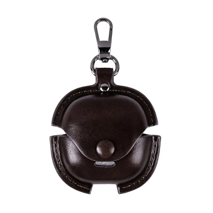 For Redmi Buds 8 Active Business Leather Earphone Protective Case with Hook(Dark Brown)