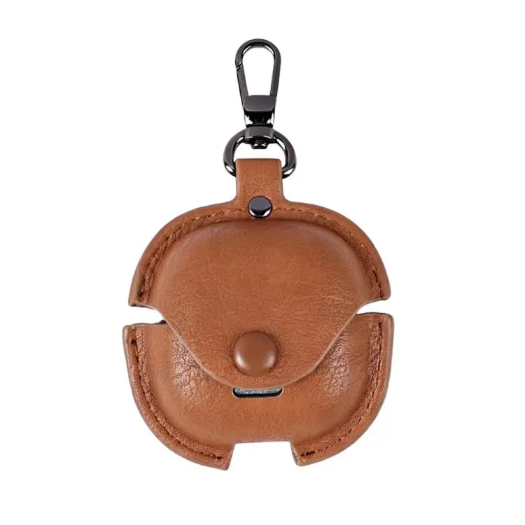 For Redmi Buds 8 Active Business Leather Earphone Protective Case with Hook(Light Brown)