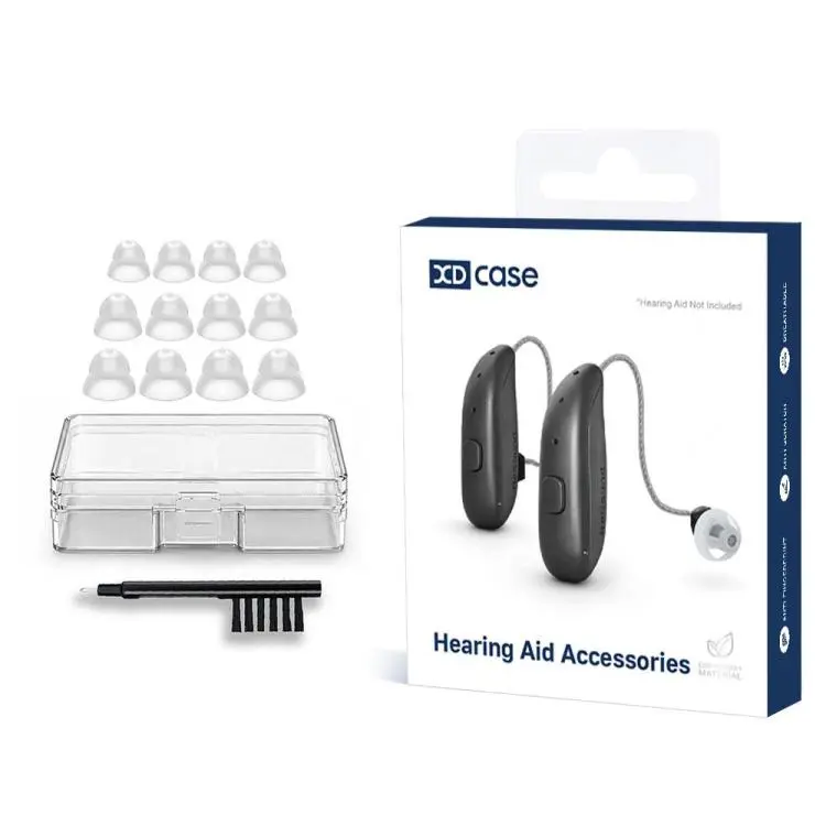 For ReSound Hearing Aid XDcase 6 Pairs Double Layer RIC and Open-Fit Power Domes Kit, L/M/S Size(Transparent White)