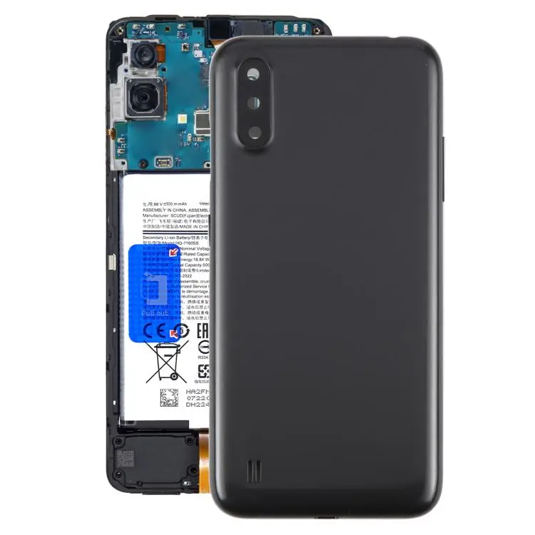 For Samsung Galaxy A01 SM-A015F Battery Back Cover with Camera Lens Frame(Gray)